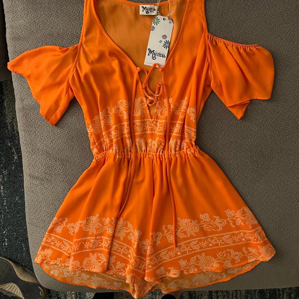 Show Me Your Mumu Orange Printed Romper